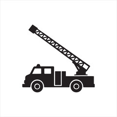 Silhouette fire truck with ladder simple design vector illustration