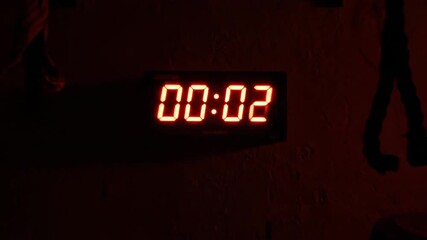 beginning workout scene with dark gym and countdown timer