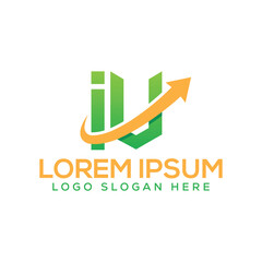 Modern business logo with green and orange colors and upward arrow