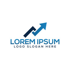 Modern business logo with growing arrow and Lorem Ipsum text