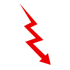 red arrow on a white background