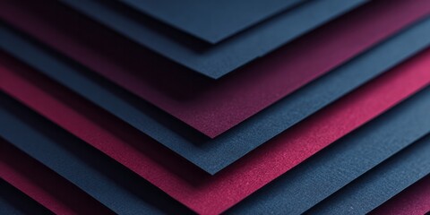 Obraz premium Dark blue and maroon paper layers create a clean chevron pattern.