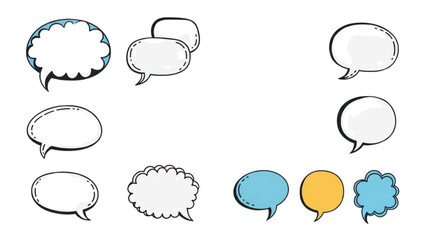 Fototapeta premium Collection of variously styled speech bubbles on a white background
