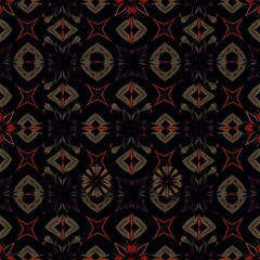 Fototapeta premium Intricate abstract geometric pattern with floral motifs in dark tones design background