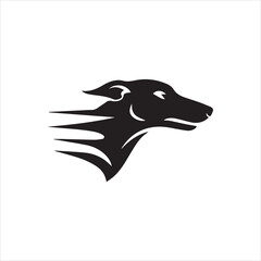 Silhouette Greyhound head running logo concept vector illustration
