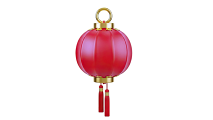 Red Chinese Lantern with Gold Accents and Tassels