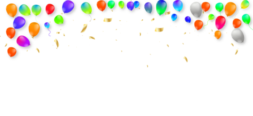 PNG colorful balloons and confetti