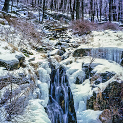Harriman State Park small waterfall in winter