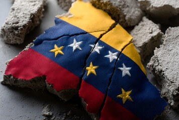 Venezuela country flag breaking geopolitical crisis concept