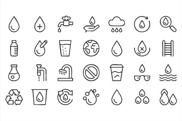 Hygiene and Sanitation Water Icons for Public Health Websites