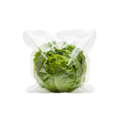 Lettuce in a plastic bag isolated on Transparent Background
