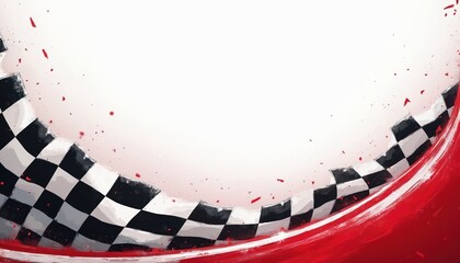Abstract creative illustration featuring racing flag, red color. Decorative design for speed success. Concept winning competition. White space for text. Photo suitable for motorsport themes.