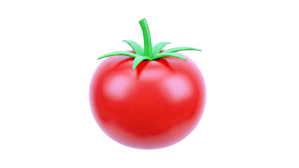3D Rendered Red Tomato with Green Stem