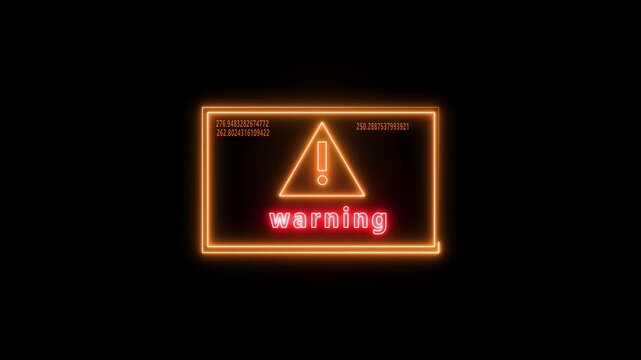 Neon System warning message hacked alert Blackmailing virus Countdown until deletion Virus and Scam, System warning hacked Alert,risk of webside on background...