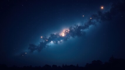 Fototapeta premium joyful night sky filled with bright stars glowing in dark space creating magical and uplifting atmosphere serene cosmic scene with sparkle and wonder concept of nature astronomy media design industry