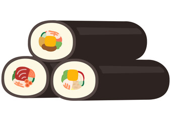 節分の恵方巻き3本セットのイラスト