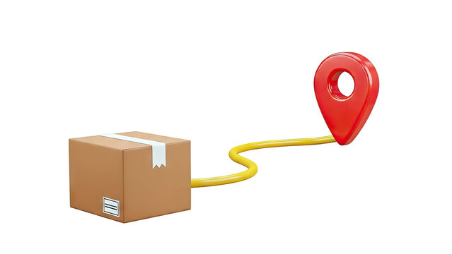 Package Delivery Route with Map Pin Icon