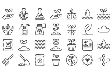 Crop Growth and Irrigation Icons for Agricultural Planning Software
