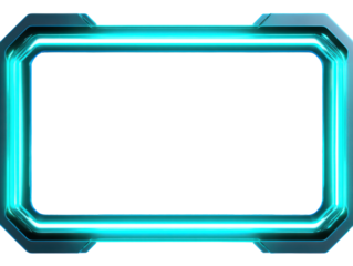 Futuristic neon frame with glowing turquoise light