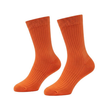 Bright orange ribbed socks isolated on transparent background