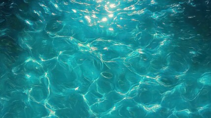 Fototapeta premium sunlit turquoise water surface with shimmering ripples, calm and mesmerizing