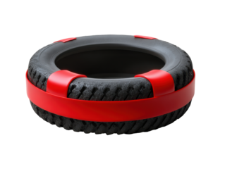 Heavy duty tire with red bands for industrial use