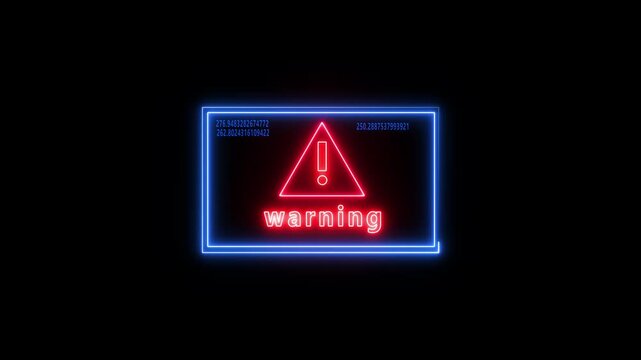 Neon System warning message hacked alert Blackmailing virus Countdown until deletion Virus and Scam, System warning hacked Alert,risk of webside on background...