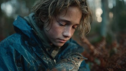 Emotional Teen Discovers Dead Bird Trapped in Plastic During Morning Forest Walk