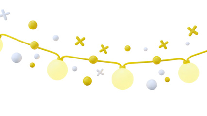 Yellow String Lights with Geometric Shapes