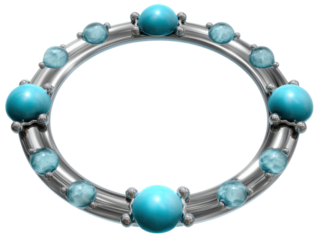 Elegant silver bracelet with blue spherical accents