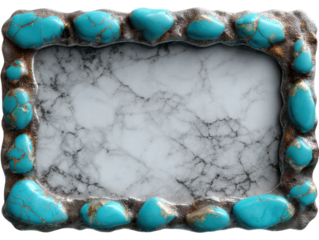 Turquoise stone and marble textured decorative frame