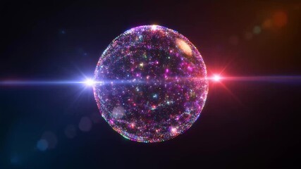 Particle sphere reacting to invisible energy force background animation
