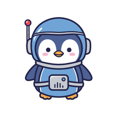 Astronaut Penguin Cartoon Character Illustration