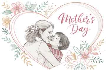 Heartwarming Mother's Day illustration of mother and child