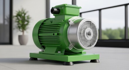 Energy-Efficient Green Electric Motor for Industrial Automation and Sustainable Machinery Technology in a Modern B2B Setting.