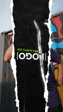 Ripped Logo Transition 03 Vertical