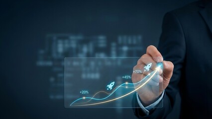 Business Growth Visualization, Digital Environment, Professional Perspective