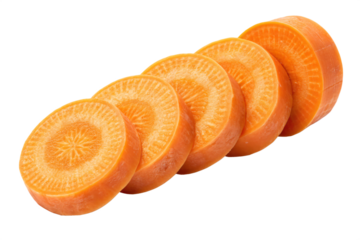 Vibrant orange carrot slices on black background