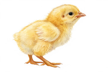 Obraz premium Cute little yellow chick standing on black background