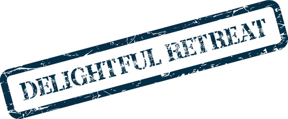 Delightful Retreat blue rubber stamp impression for relaxation or travel marketing projects