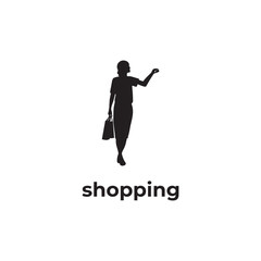 simple black shopping woman vector design