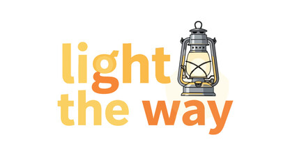 Illustrative design emphasizing guidance and illumination with stylized text and vintage lantern symbol
