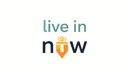 Inspirational motivational graphic with phrase live in now emphasizing mindfulness and presence with modern typography and a simple, clean design