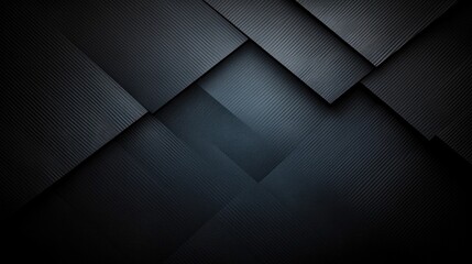 Layered dark textured rectangular panels with diagonal ridges and subtle gradients forming an overlapping geometric composition with deep shadows and a moody, minimalist atmosphere