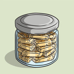 Indonesian Kastengel Cheese Cookies in Glass Jar for Eid al-Fitr Celebration