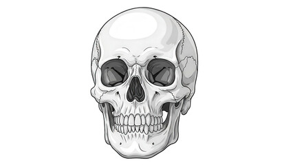 Fototapeta premium Detailed human skull illustration on black background