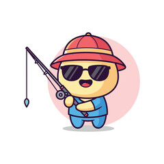 Fototapeta premium Cartoon Character Fishing Illustration
