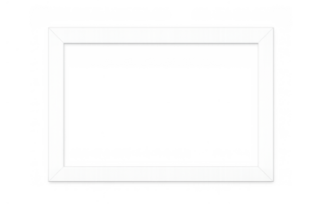 White horizontal frame with empty transparent background, minimalist rectangular border for mock-up display
