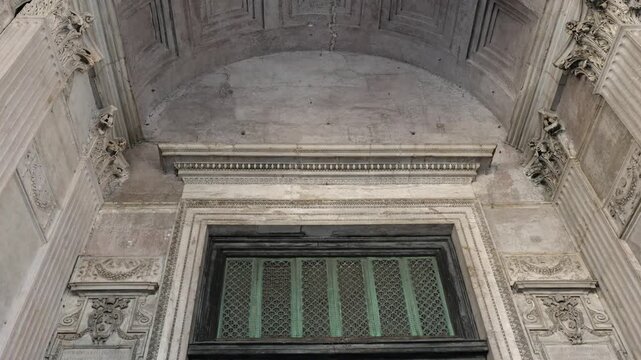 inside pantheon temple rome inscriptions walls arches windows perspectives to reveals top down view interior architectural detail monumental architecture 