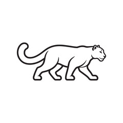 Obraz premium Snow leopard outline vector flat illustration design